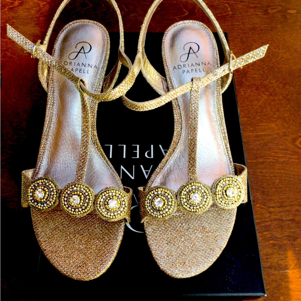 Golden glittery sandals
